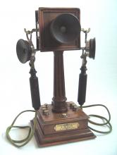 Téléphone ancien - Wich - modèle micro fixe de couleur marron